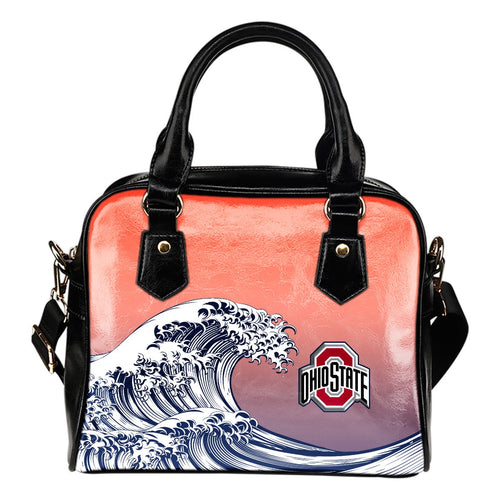 Enormous Wave Fancy Logo Ohio State Buckeyes Shoulder Handbags