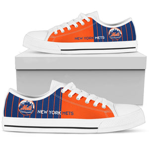 Cool Simple Design Vertical Stripes New York Mets Low Top Shoes