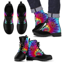 Load image into Gallery viewer, Tie Dying Awesome Background Rainbow Oklahoma Sooners Boots