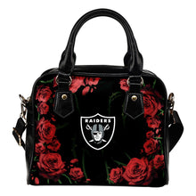 Load image into Gallery viewer, Valentine Rose With Thorns Oakland Raiders Shoulder Handbags