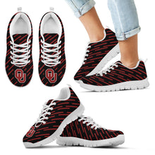 Load image into Gallery viewer, Marvelous Striped Stunning Logo Oklahoma Sooners Sneakers