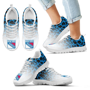 Custom Printed New York Rangers Sneakers Leopard Pattern Awesome