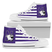 Load image into Gallery viewer, American Flag Northwestern Wildcats High Top Shoes