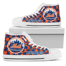 Load image into Gallery viewer, Puzzle Logo With New York Mets High Top Shoes