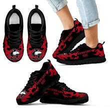 Load image into Gallery viewer, Tribal Flames Pattern Northern Illinois Huskies Sneakers
