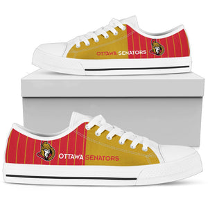 Cool Simple Design Vertical Stripes Ottawa Senators Low Top Shoes