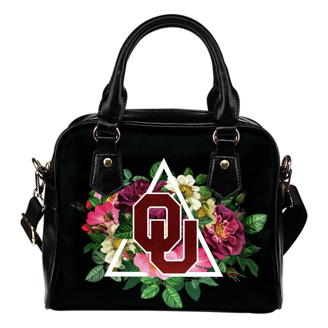 Floral Rose Valentine Logo Oklahoma Sooners Shoulder Handbags