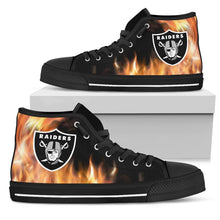 Load image into Gallery viewer, Fighting Like Fire Oakland Raiders High Top Shoes