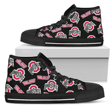 Load image into Gallery viewer, Script Logo Pattern Ohio State Buckeyes High Top Shoes