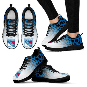 Custom Printed New York Rangers Sneakers Leopard Pattern Awesome