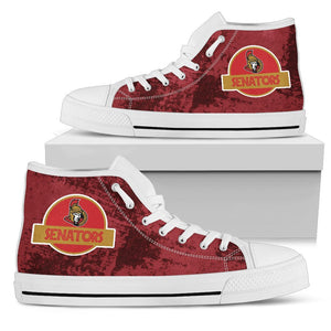 Cute Jurassic Park Ottawa Senators High Top Shoes