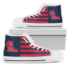 Load image into Gallery viewer, American Flag Ole Miss Rebels High Top Shoes