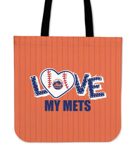 Load image into Gallery viewer, Love My New York Mets Vertical Stripes Pattern Tote Bags
