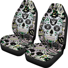 Load image into Gallery viewer, Party Skull Oakland Raiders Car Seat Covers